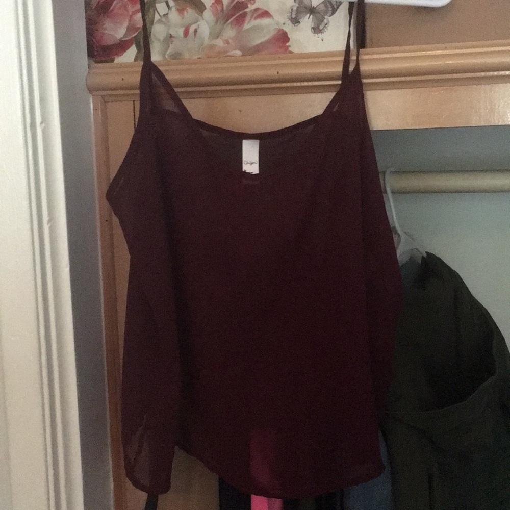Maroon mesh crop top